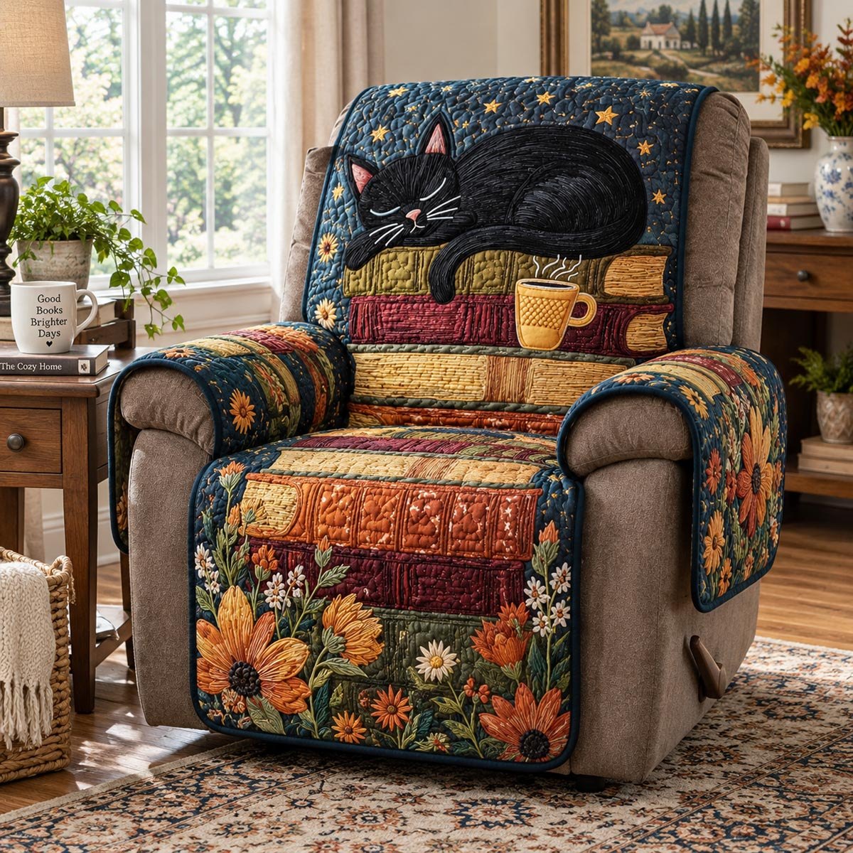 Autumn Bookshop Cat Sofa Cover