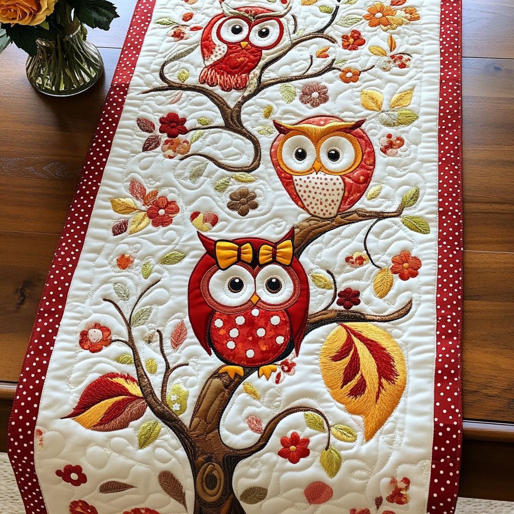 Autumn Branch Owls Table Runner