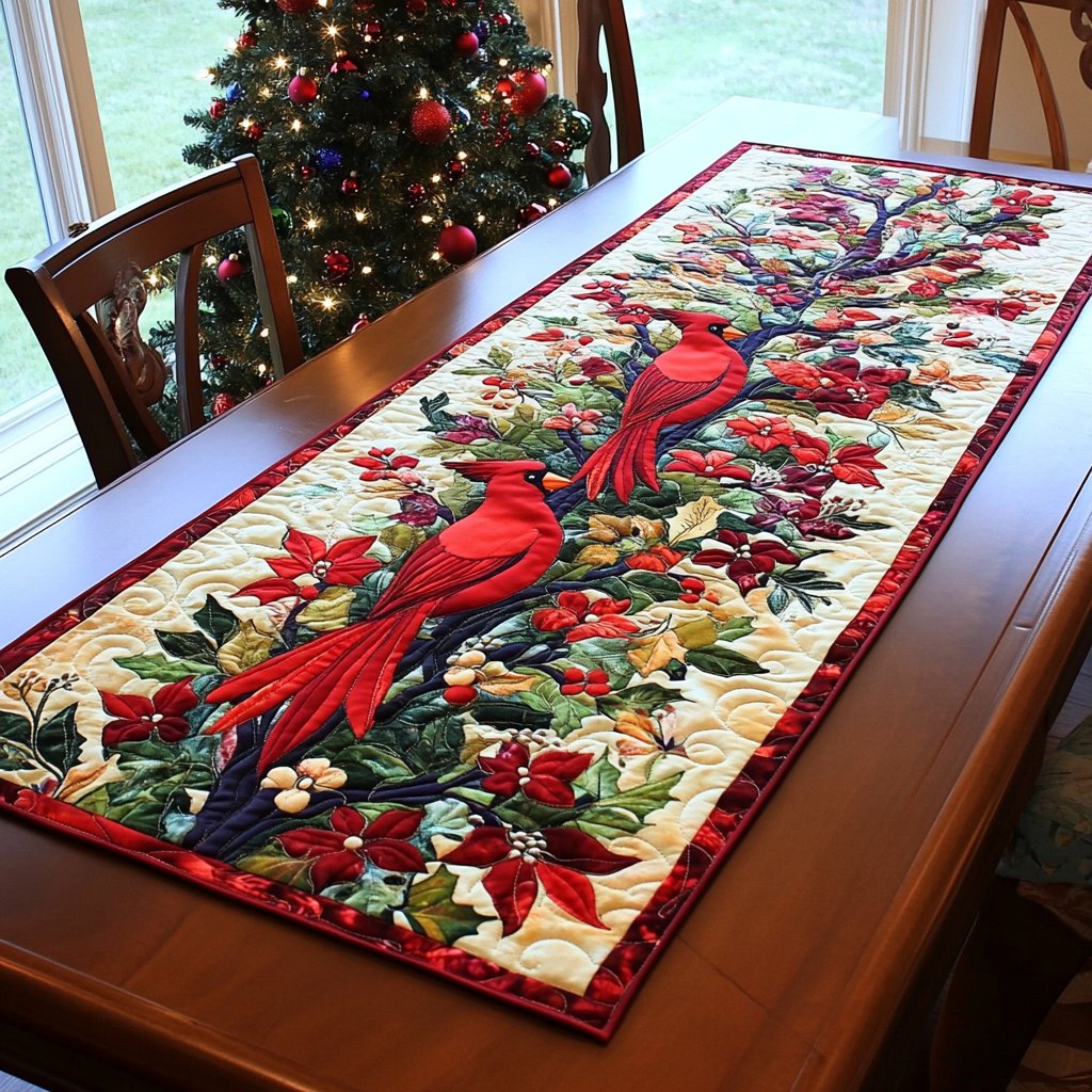 Autumn Cardinal Whispers Table Runner
