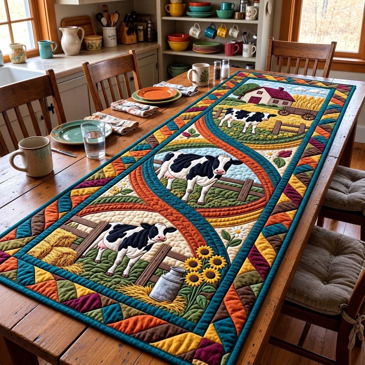 Autumn Cow Trail Table Runner