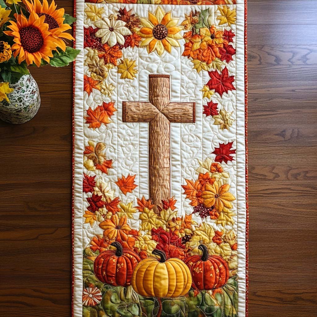 Autumn Cross Blessings Table Runner