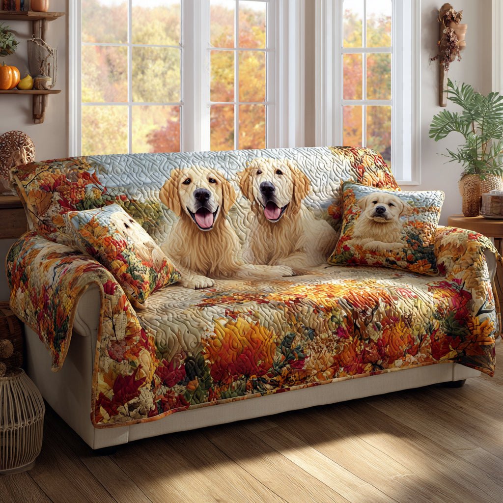 Goldens in the Maple Garden Sofa Cover