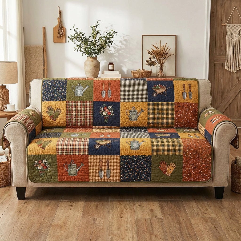 Harvest Tone Sampler Blocks Sofa Cover