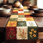 Wildflower Patchwork Squares in Autumn Table Runner