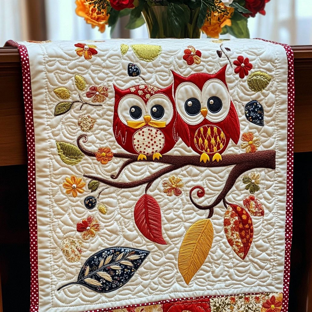 Autumn Love Owls Table Runner