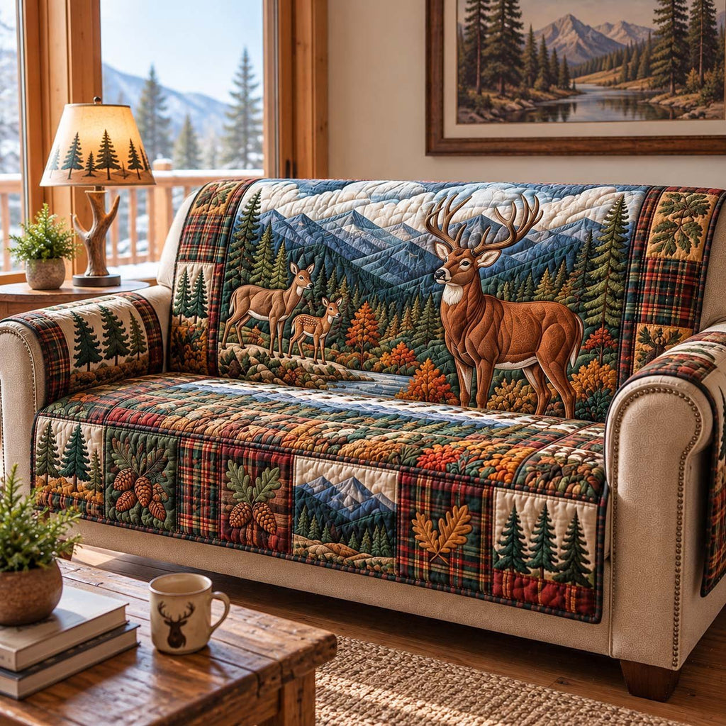 Autumn Mountain Deer Sofa Cover