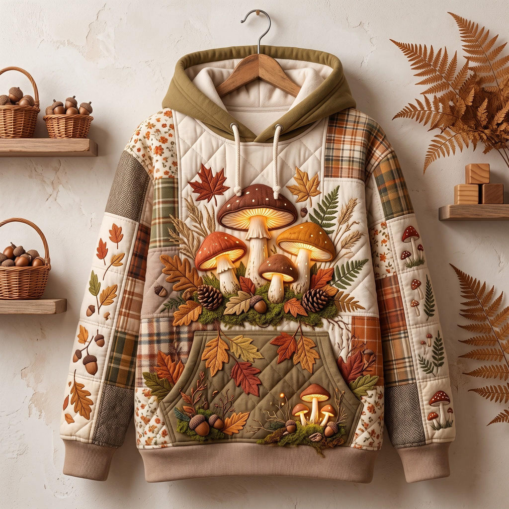Fern Grove Mushroom Cluster hoodie, all-over print