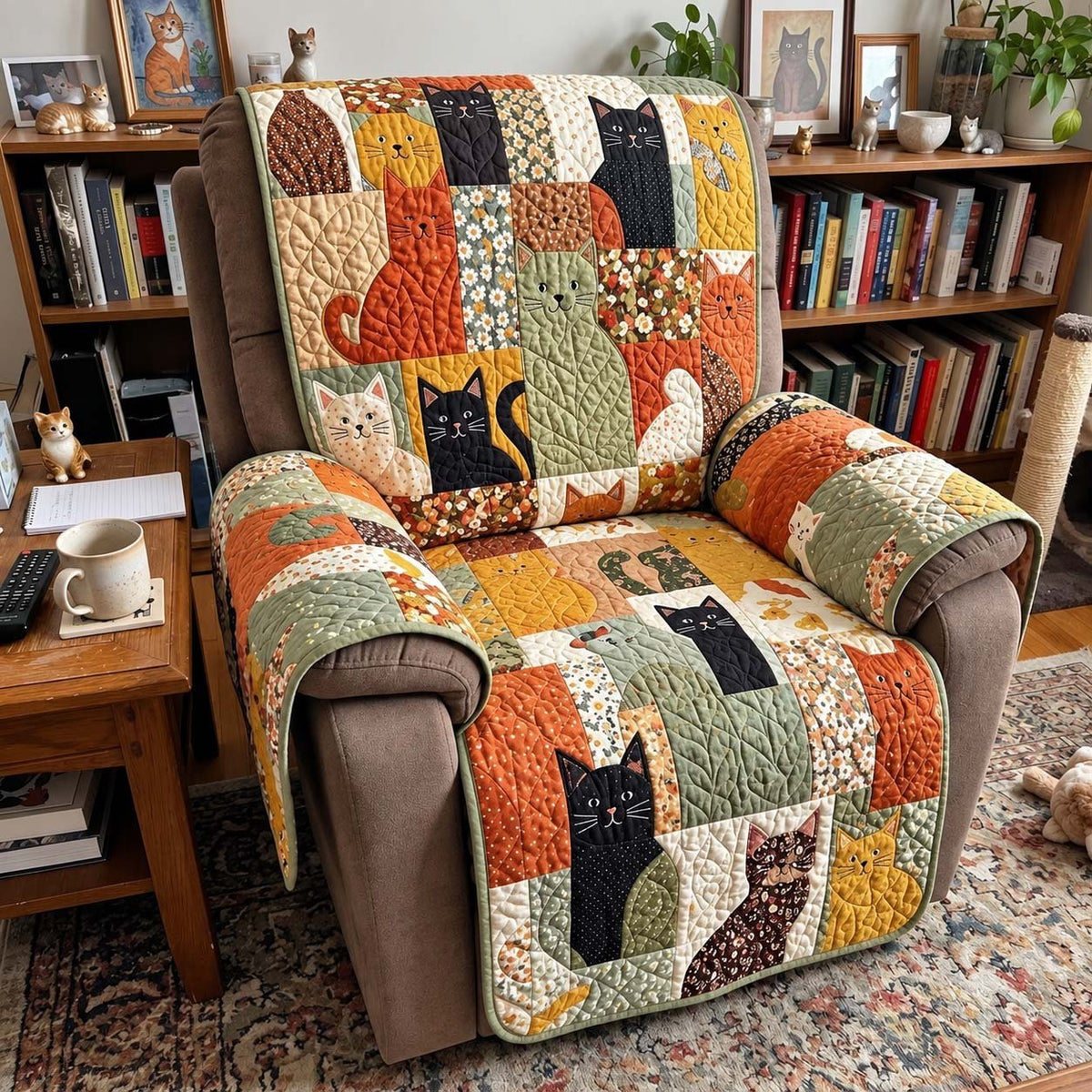 Autumn Patchwork Cats Sofa Cover