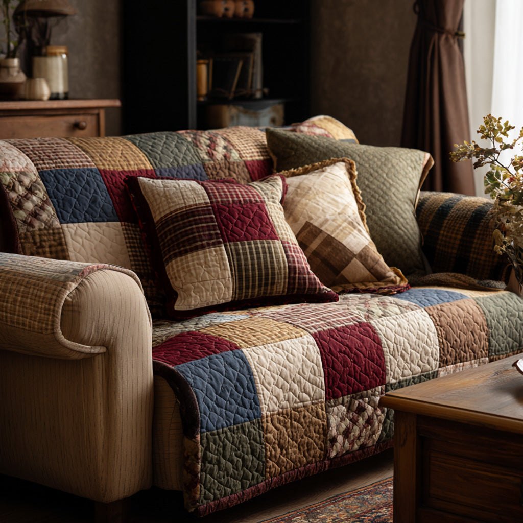 Plaid and Check Autumn Patch Sofa Cover