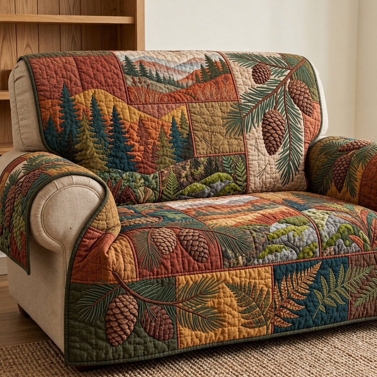 Autumn Pinecone Forest Sofa Cover