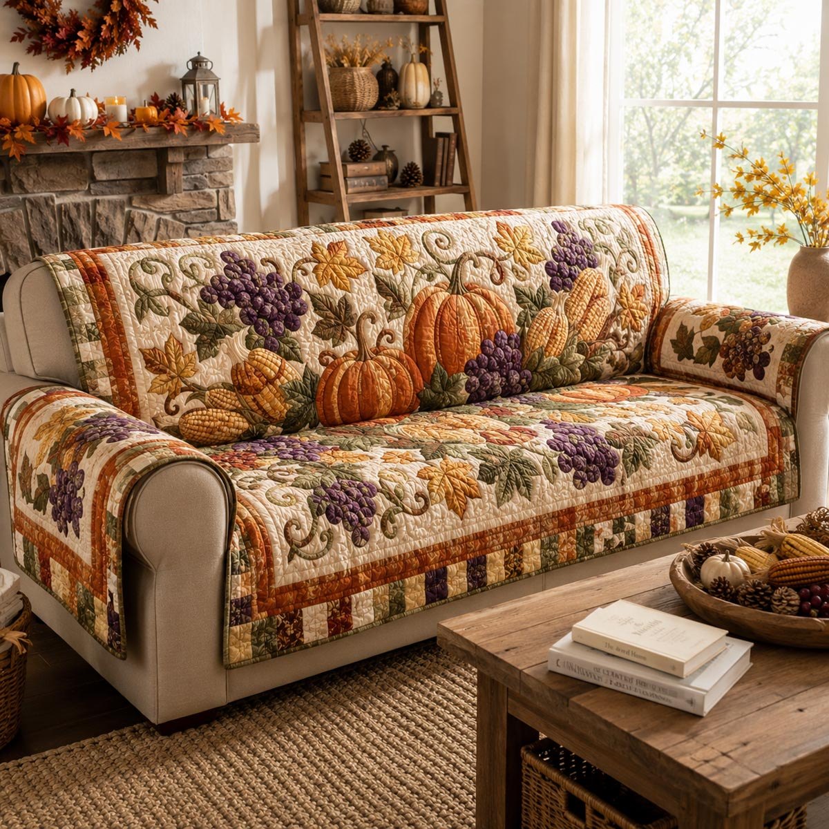 Autumn Pumpkin Bouquet Sofa Cover