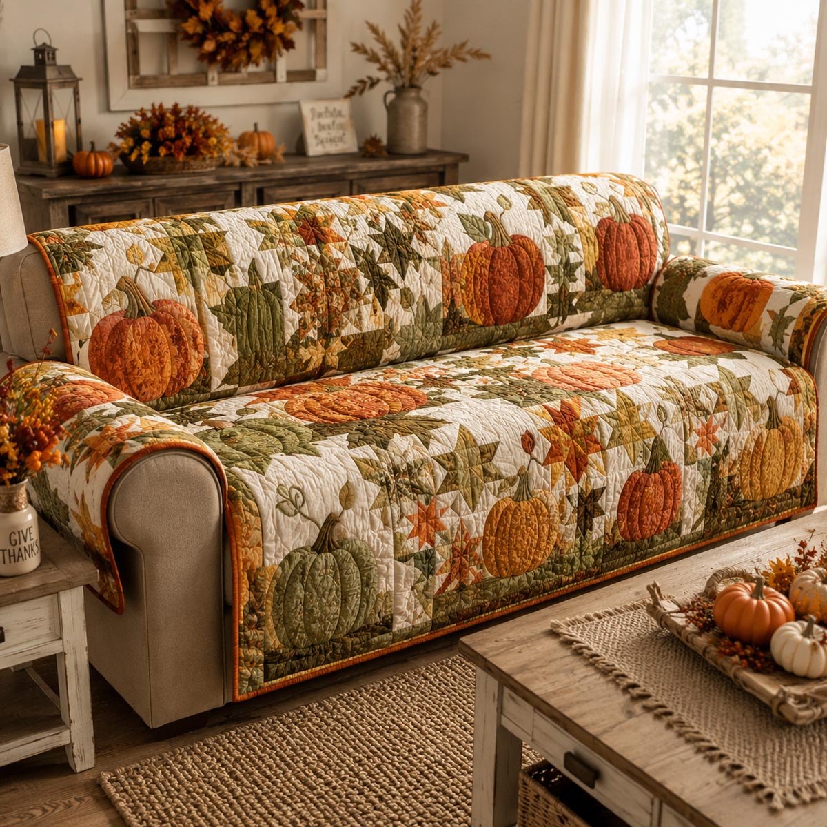 Autumn Pumpkin Meadow Sofa Cover