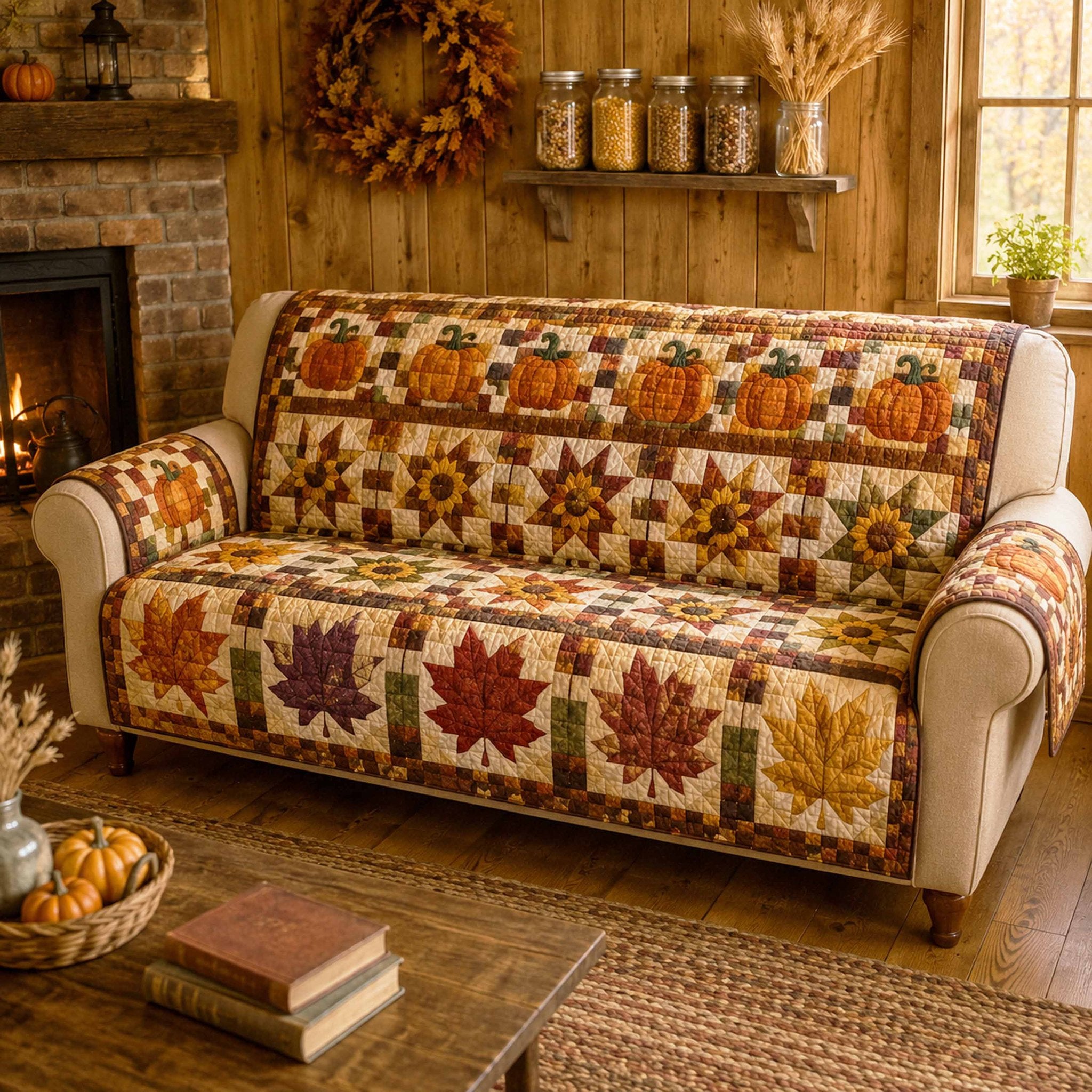 Autumn Pumpkin Sofa Cover