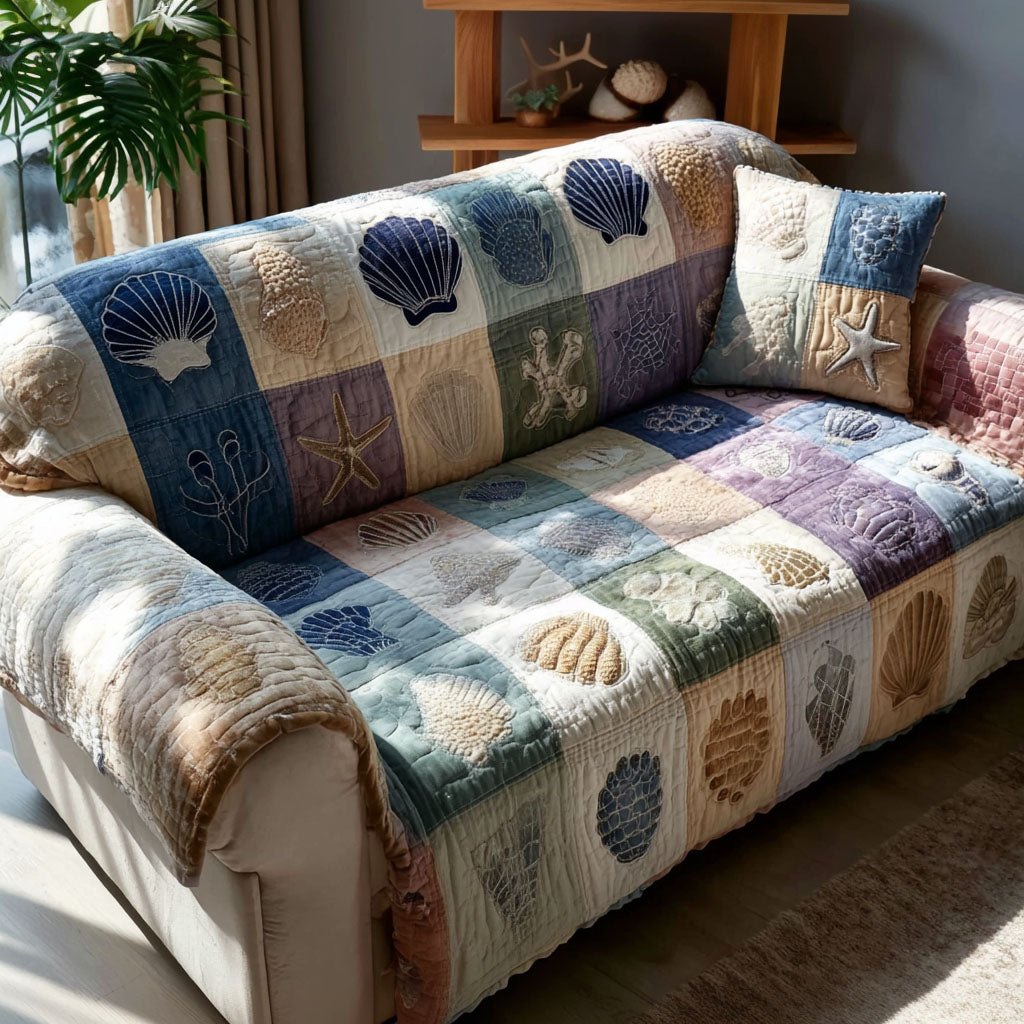 Azure Drift Sofa Cover