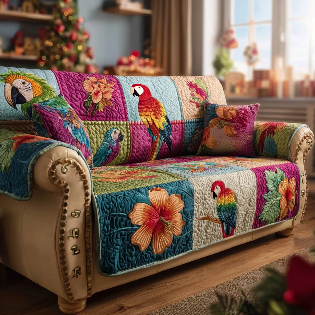 Azure Parrot Haven Sofa Cover