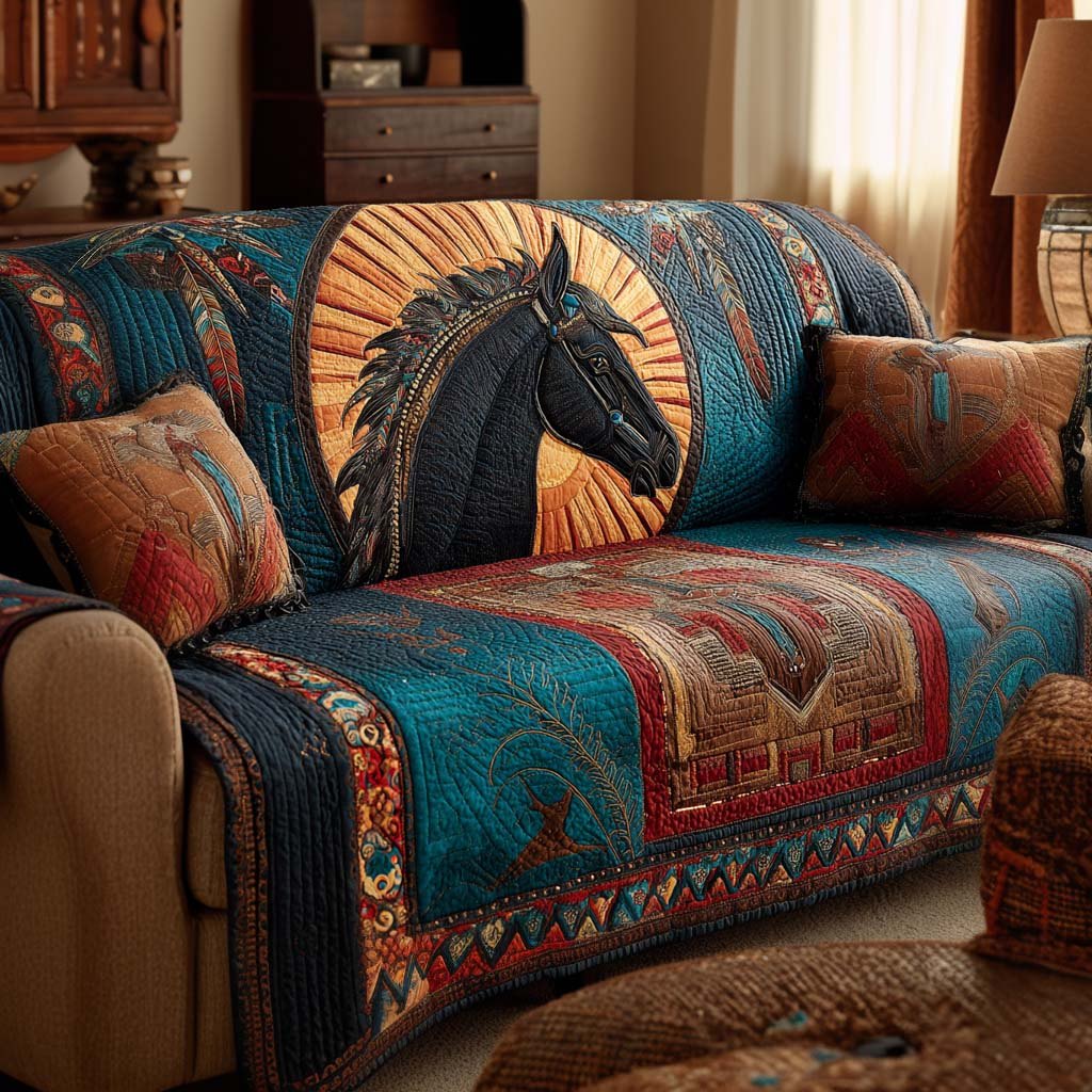 Azure Spirit Horse Sofa Cover
