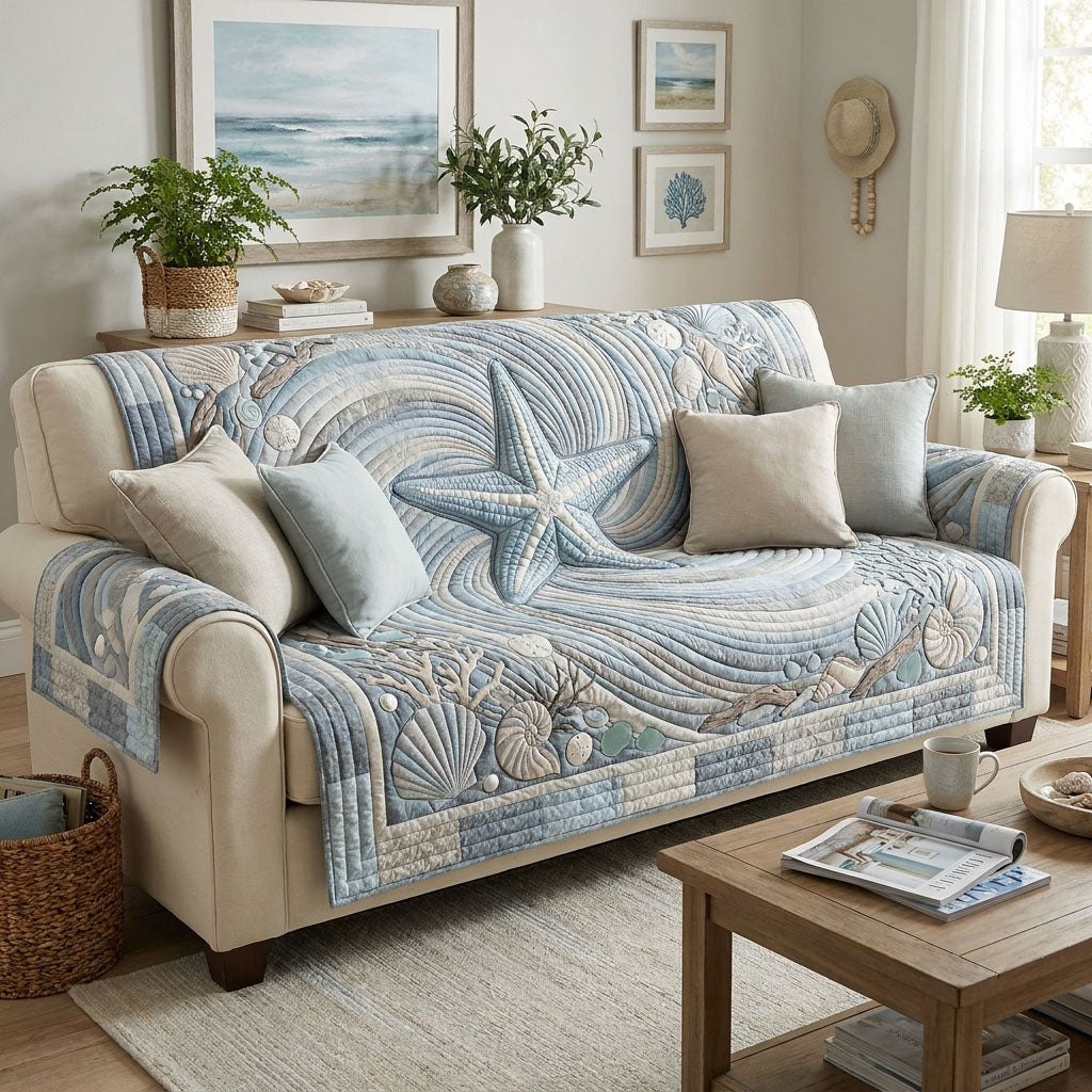 Azure Tide Manor Sofa Cover