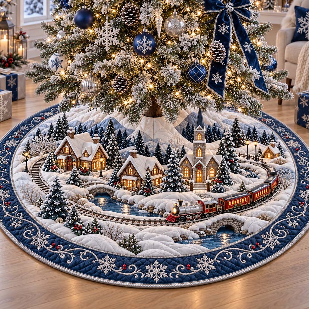 Azure Village Christmas Tree Skirt