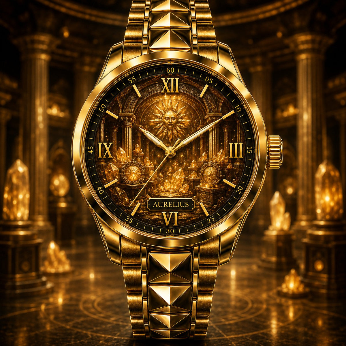 Custom Sun Crystal Temple Watch — personalized with a custom name
