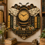 Personalized Beekeeper Book Lover Wall Clock — personalized with a custom name