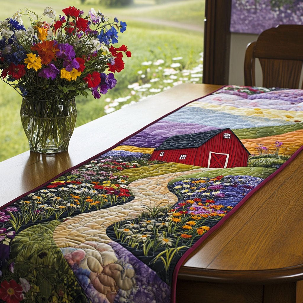 Barn Path with Flowers Table Runner