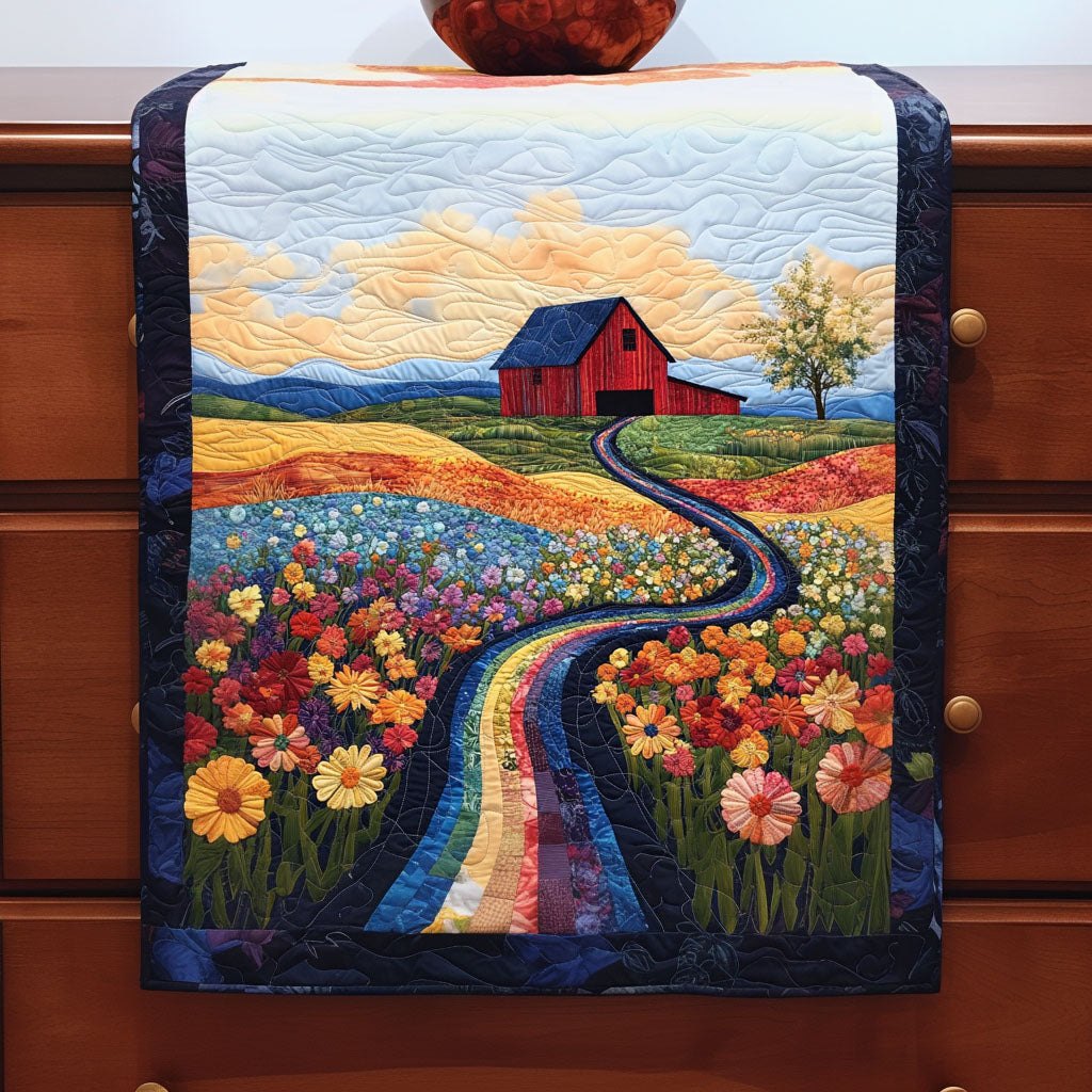 Barn and Rainbow Path Table Runner
