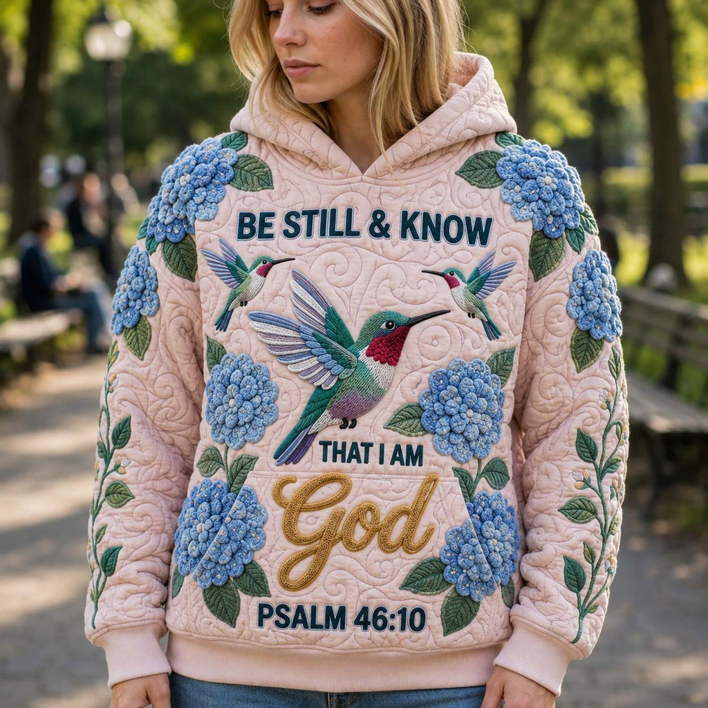 Be Still Hydrangea Garden hoodie, all-over print