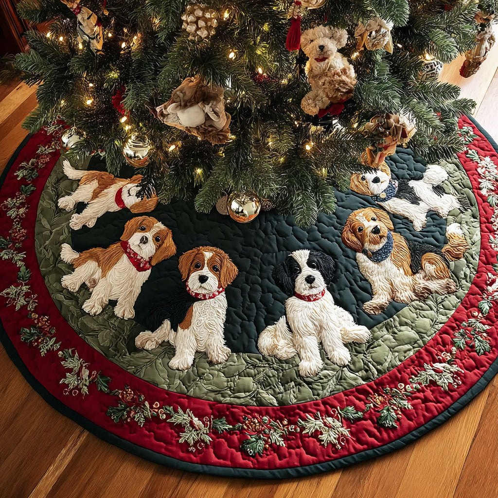 Beagle Holly Deck Christmas Tree Skirt