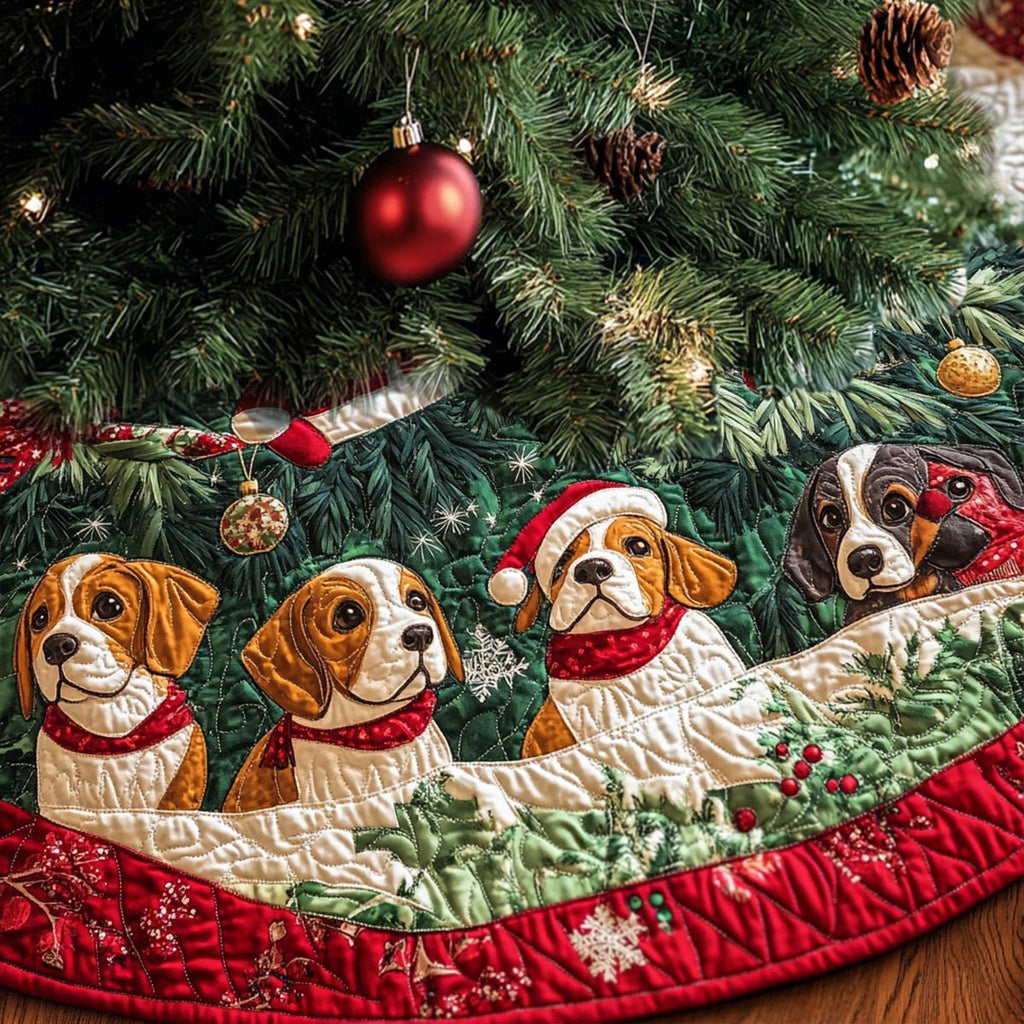 Beagle Joy Parade Christmas Tree Skirt