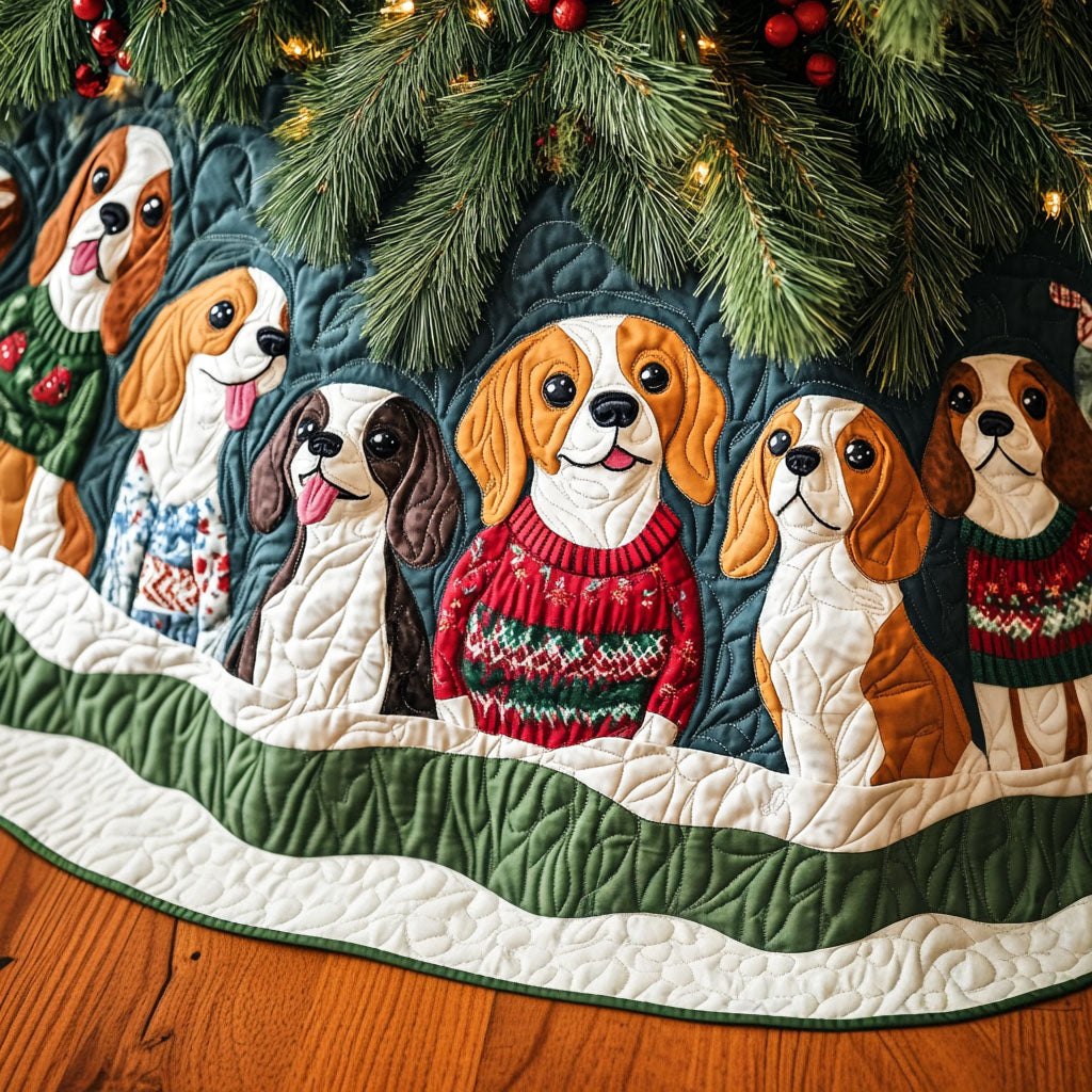 Beagle Winter Whimsy Christmas Tree Skirt