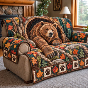 Bear Autumn Wilderness Sofa Cover - Made to Order