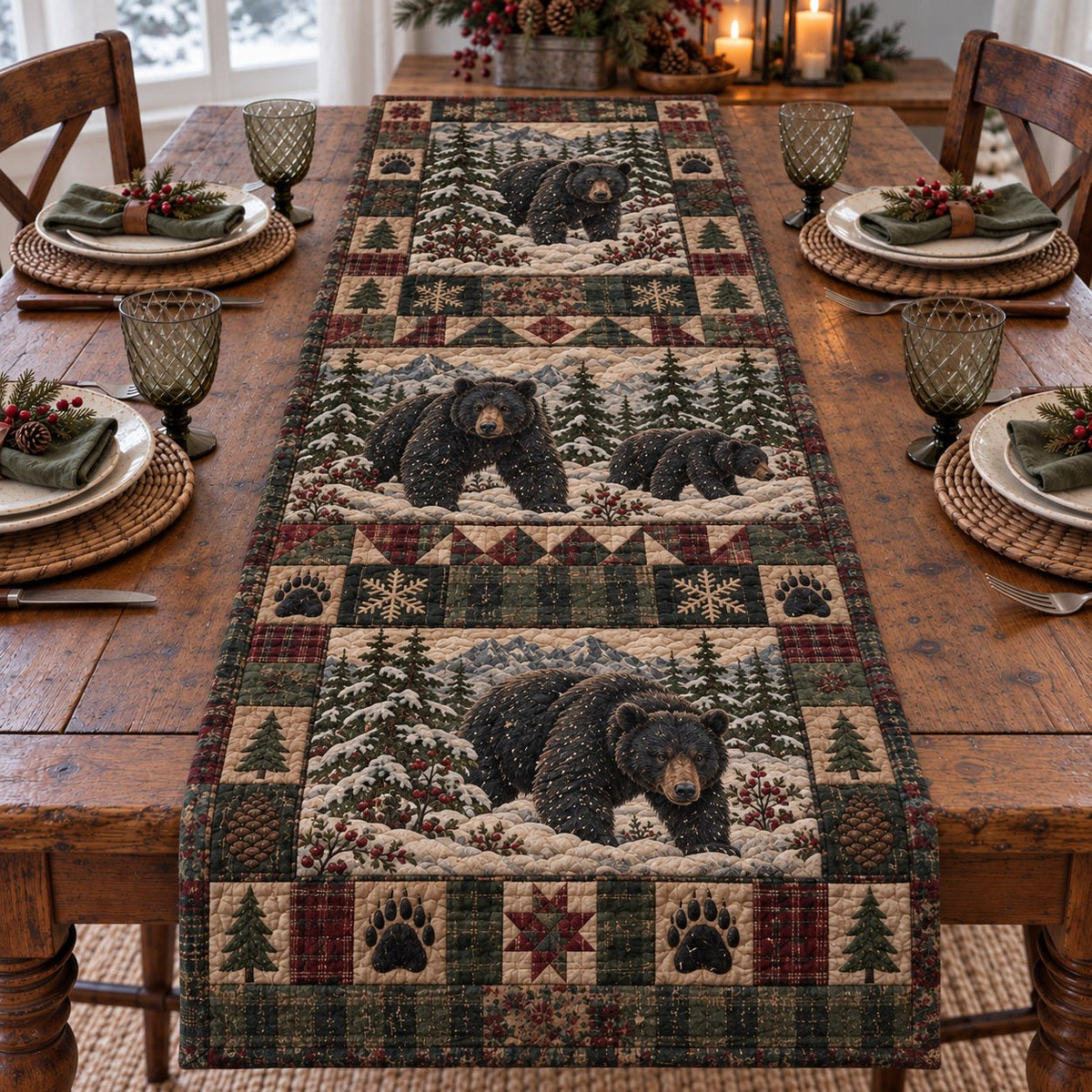 Bear Forest Guardian Table Runner
