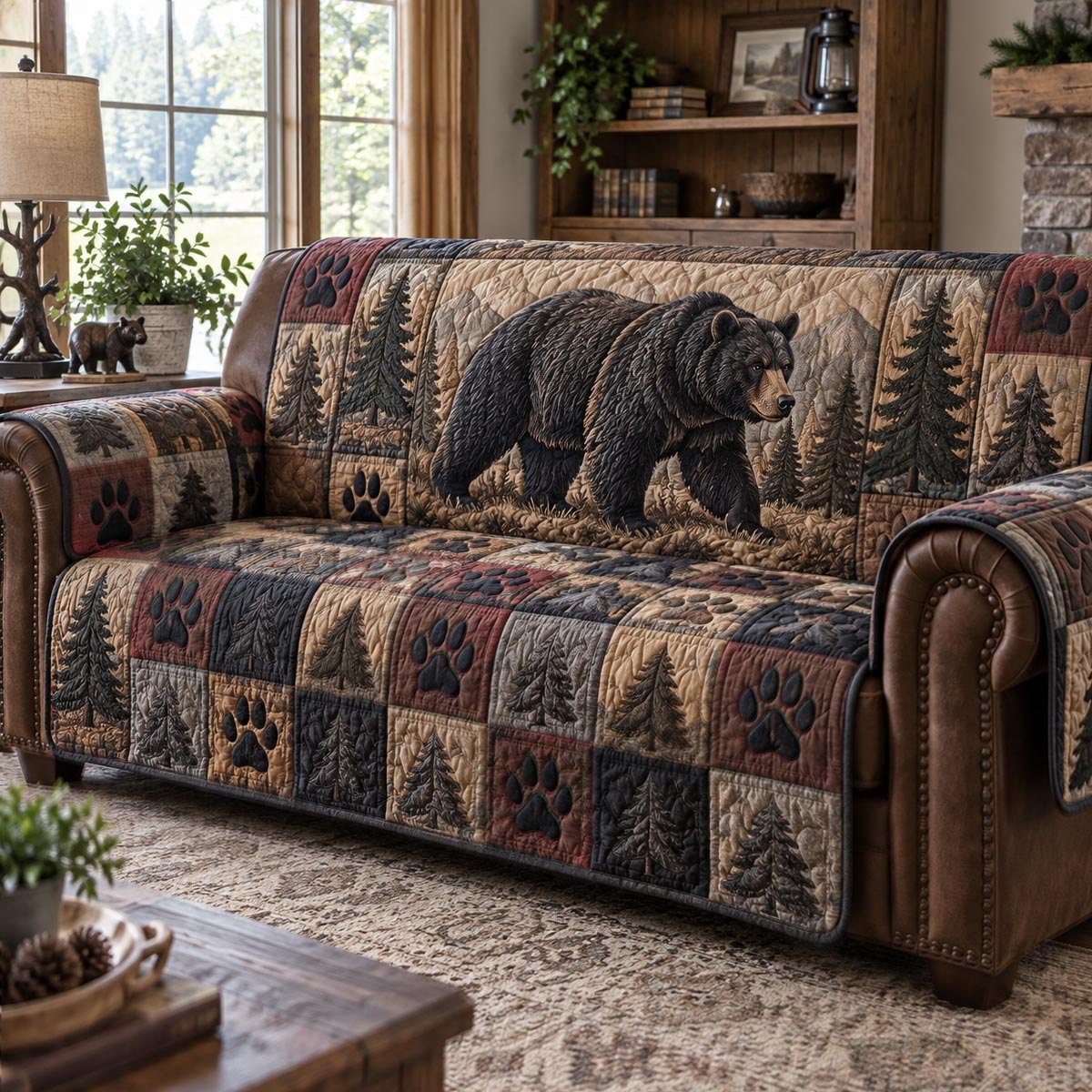 Bear Forest Lodge Sofa Cover
