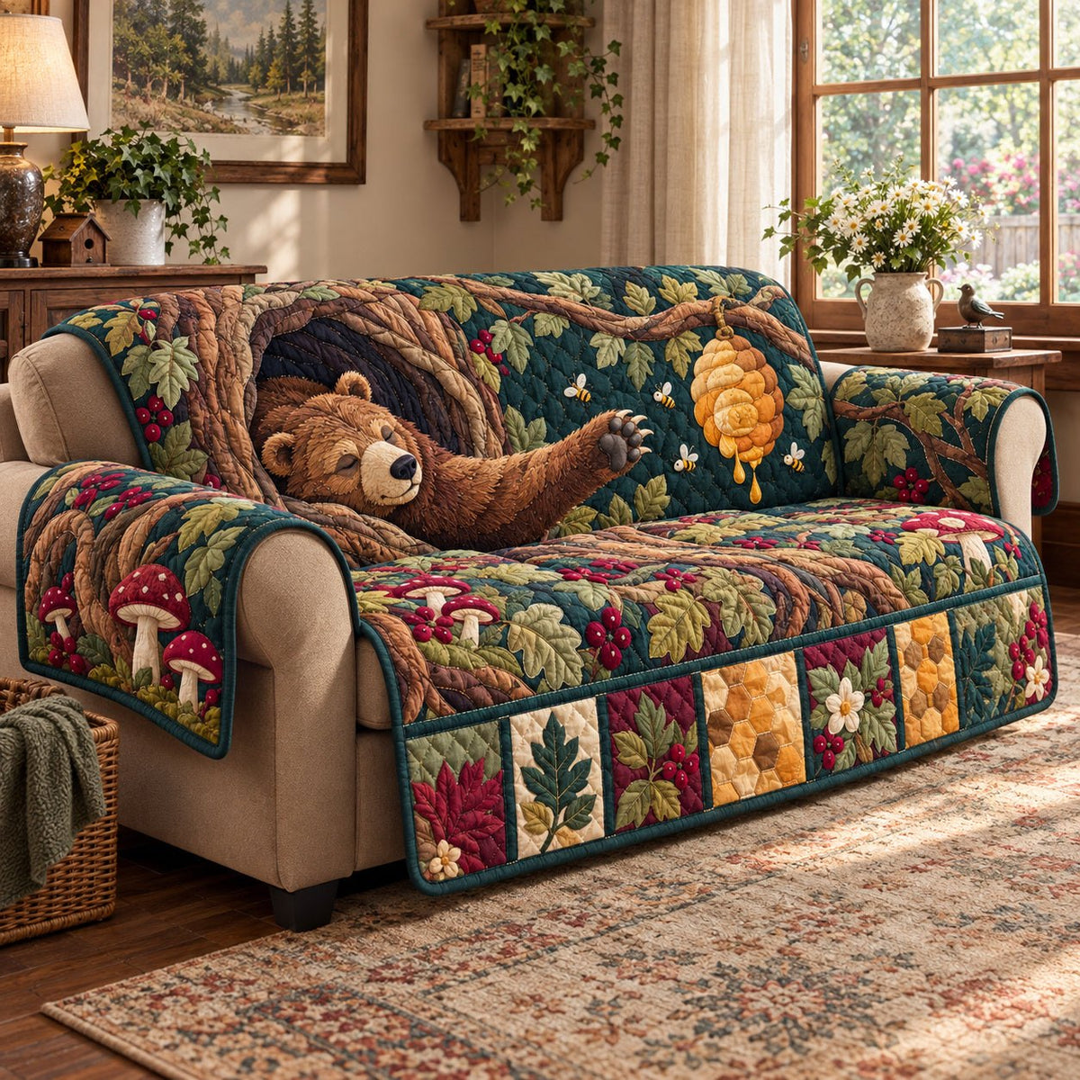 Bear Honey Harvest Sofa Cover