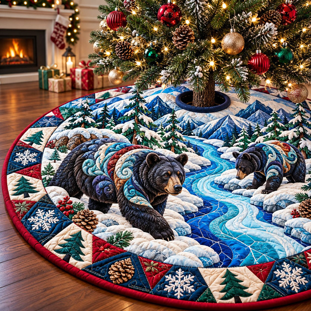 Bear Rustic Haven Christmas Tree Skirt