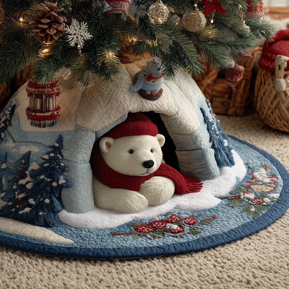 Bear Under the Fir Christmas Tree Skirt