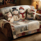 Beige Cozy Snowman Sofa Cover