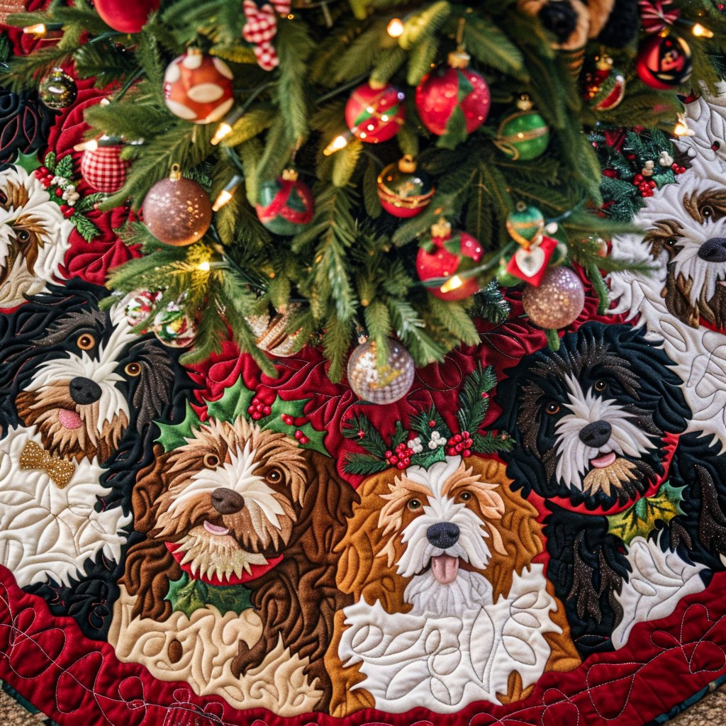 Bernedoodle Christmas Spirit Christmas Tree Skirt