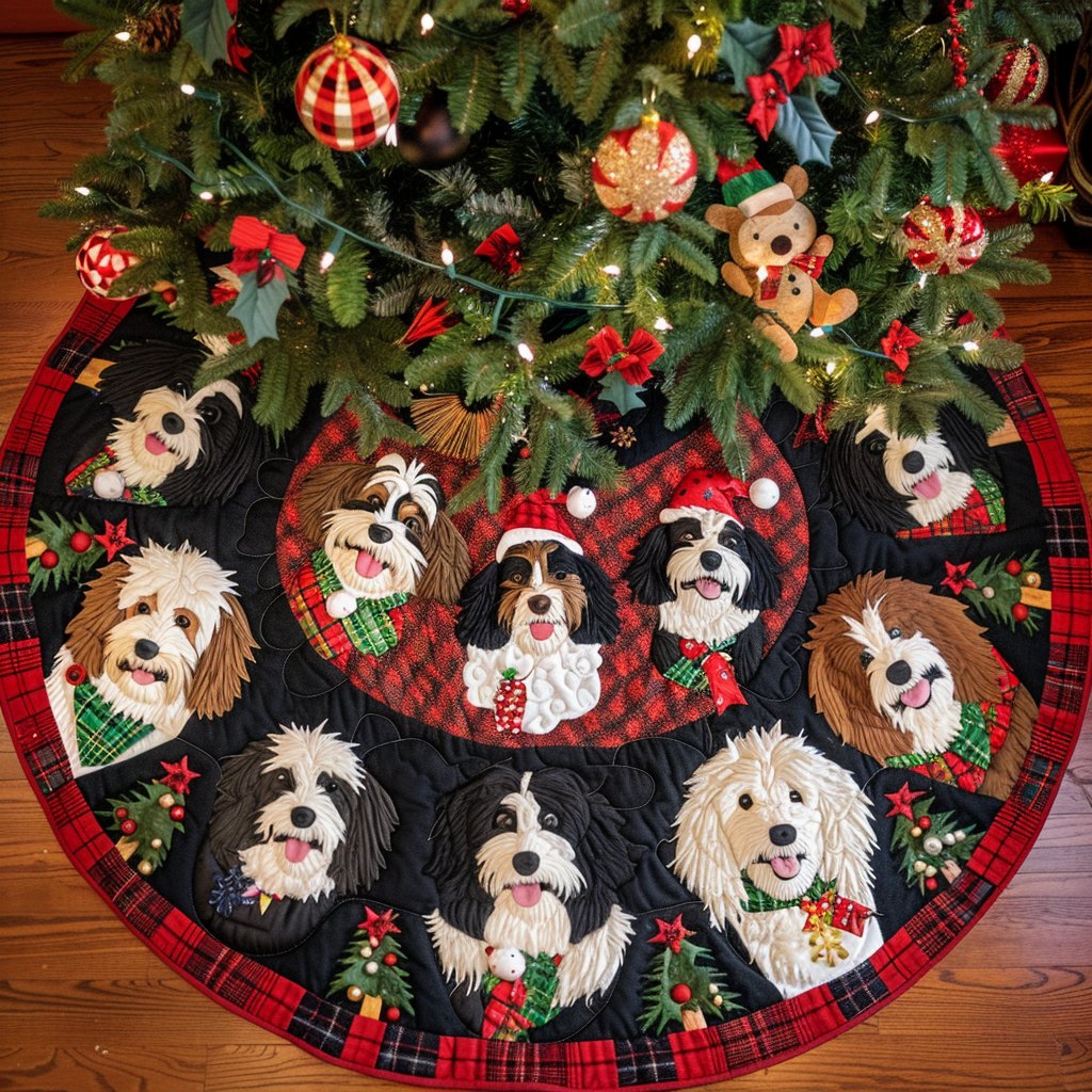 Bernedoodle Sleigh Ride Christmas Tree Skirt