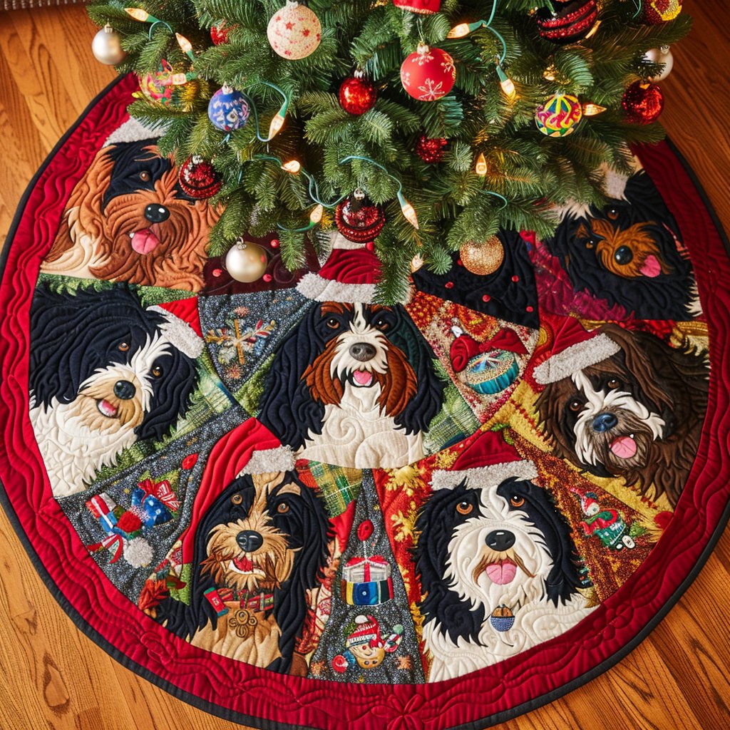 Bernedoodle Yuletide Fun Christmas Tree Skirt