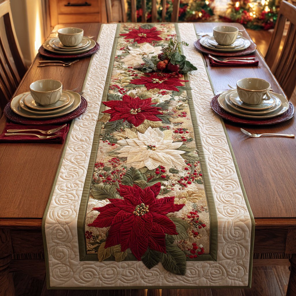 Berry Poinsettia Trail Table Runner