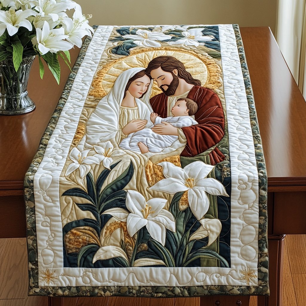 Holy Family with White Lilies Table Runner