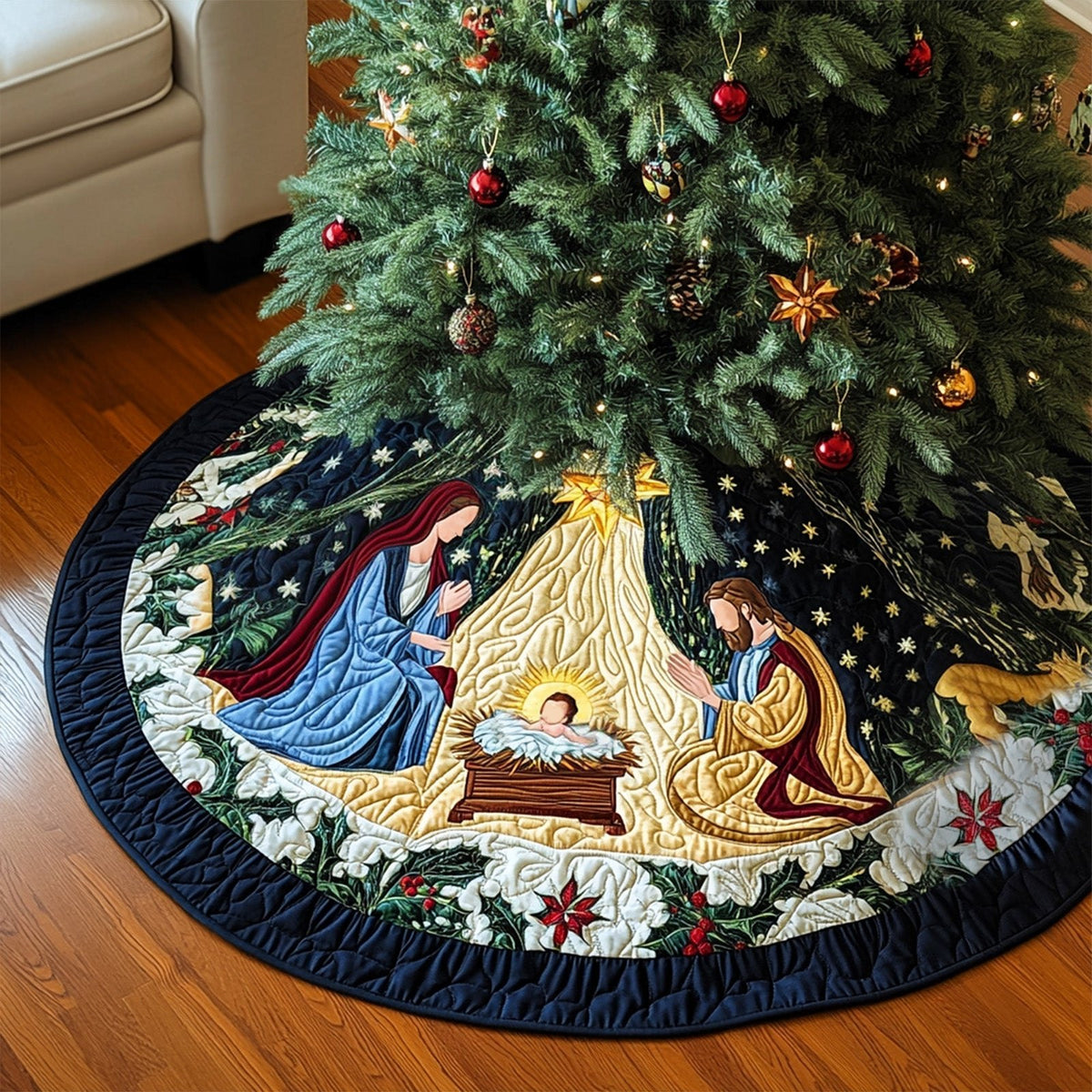 Bethlehem Light Christmas Tree Skirt