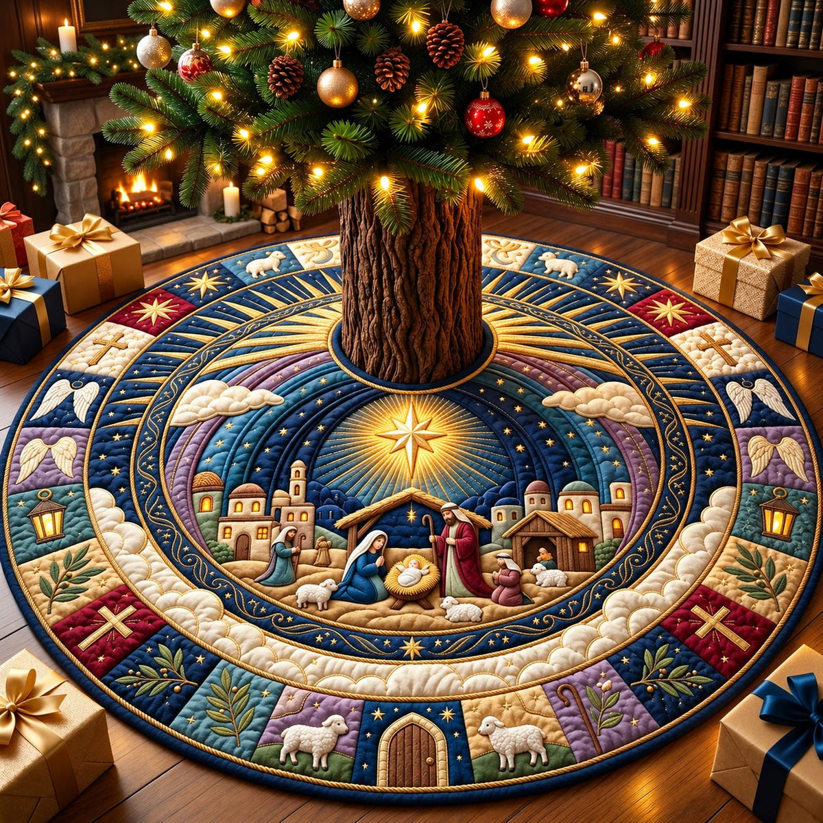 Bethlehem Star Portal Christmas Tree Skirt