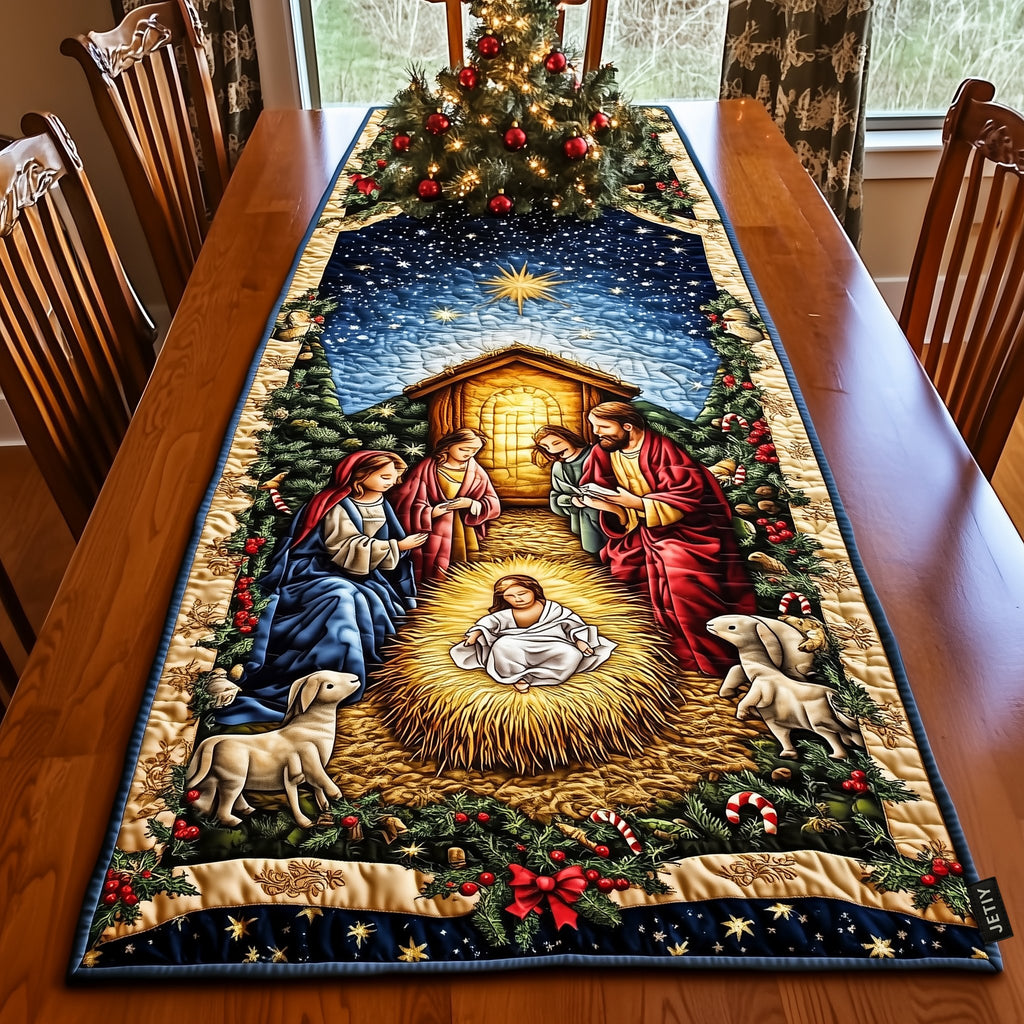 Nativity with Shepherds and Sheep Table Runner