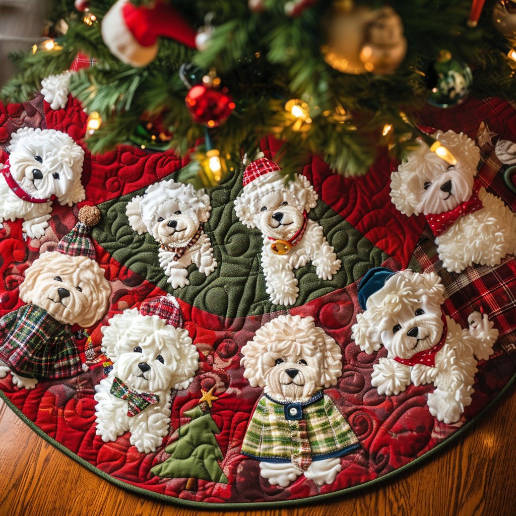 Bichon Christmas Spirit Christmas Tree Skirt