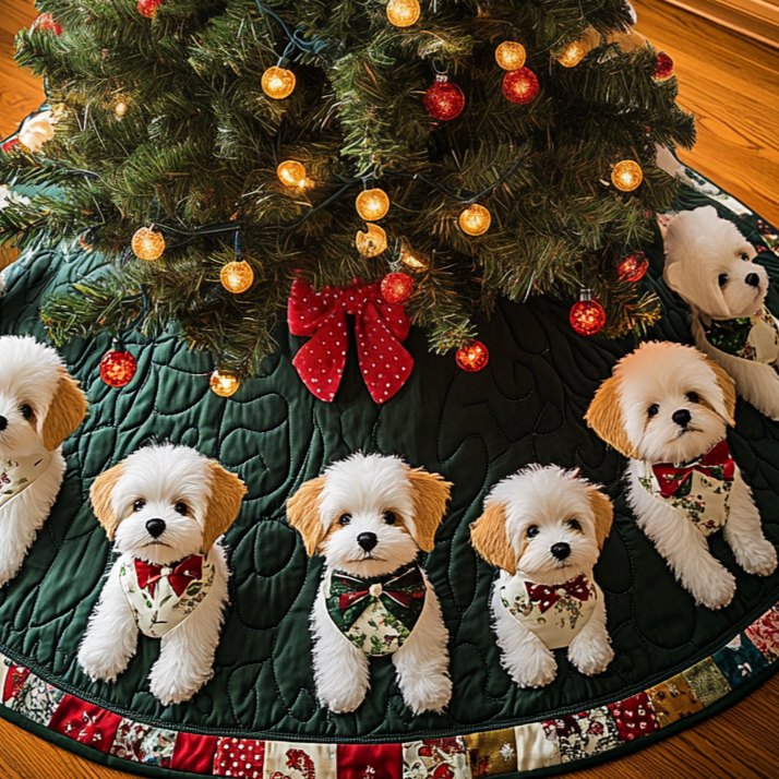 Bichon Winter Wonderland Christmas Tree Skirt