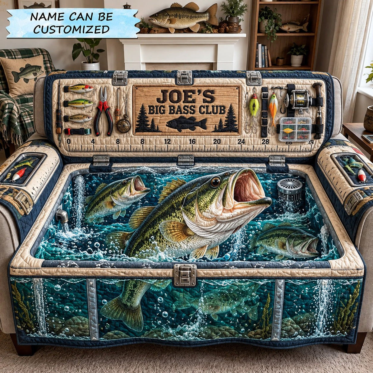 Big Bass Club Fishing Sofa Cover