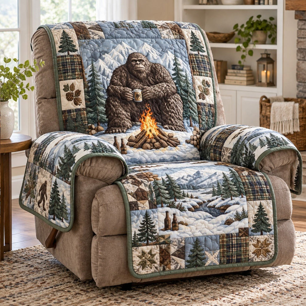 Bigfoot Winter Campfire Lodge Sofa Cover