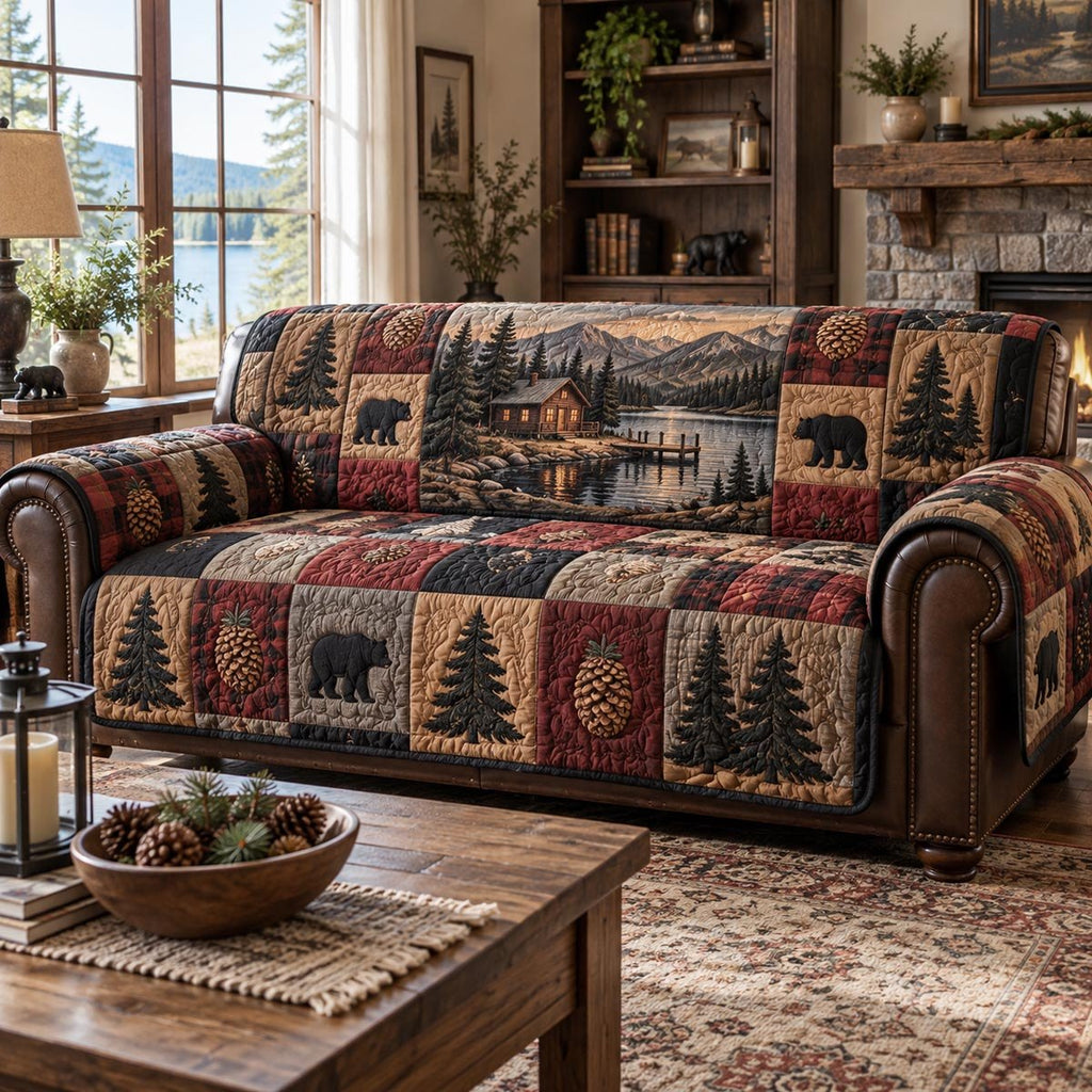 Black Bear Cabin Sofa Cover